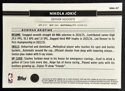 Nikola Jokic 2026 Topps NSCC Collection NBA Sports Trading Cards