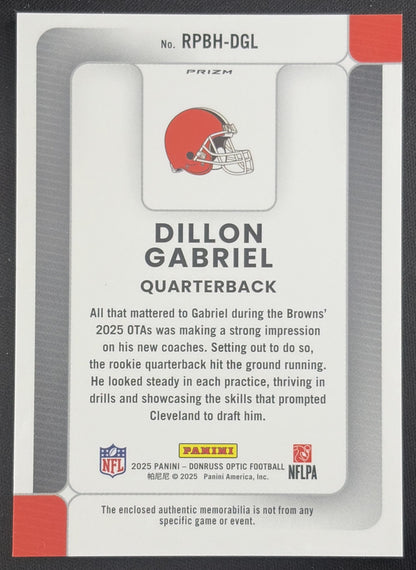 Dillon Gabriel 2025 Panini Donruss Optic Rookie Phenoms Blue Hyper Prizm Browns
