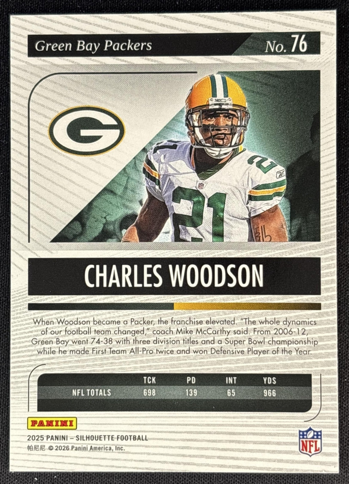 Charles Woodson 2025 Panini Silhouette Purple /125 Packers Sports Trading Card