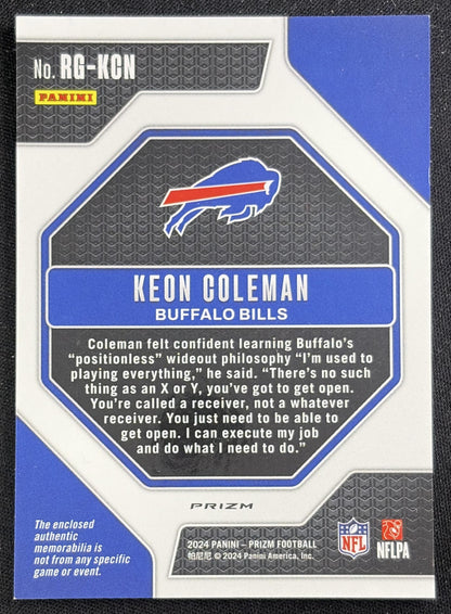 Keon Coleman 2024 Panini Prizm Rookie Gear Neon Green Pulsar Bills Sports Trading Card