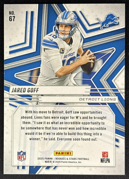 Jared Goff 2025 Panini Rookies & Stars Purple /999 Lions Sports Trading Cards