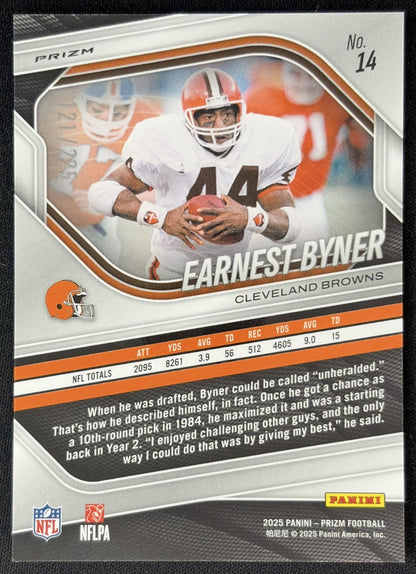 Earnest Byner 2025 Panini Prizm Purple Ice /225 Browns back