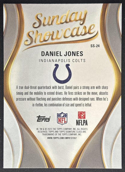 Daniel Jones 2025 Topps Signature Class Sunday Showcase Colts back