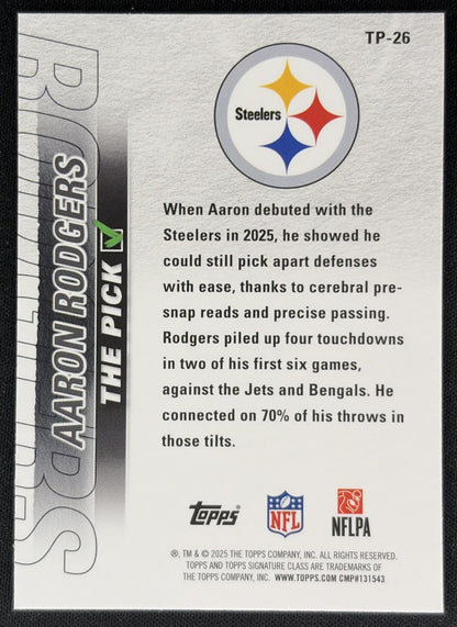 Aaron Rodgers 2025 Topps Signature Class The Pick Steelers
