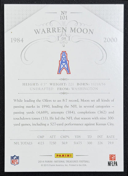Warren Moon 2016 Panini National Treasures Century Materials /99