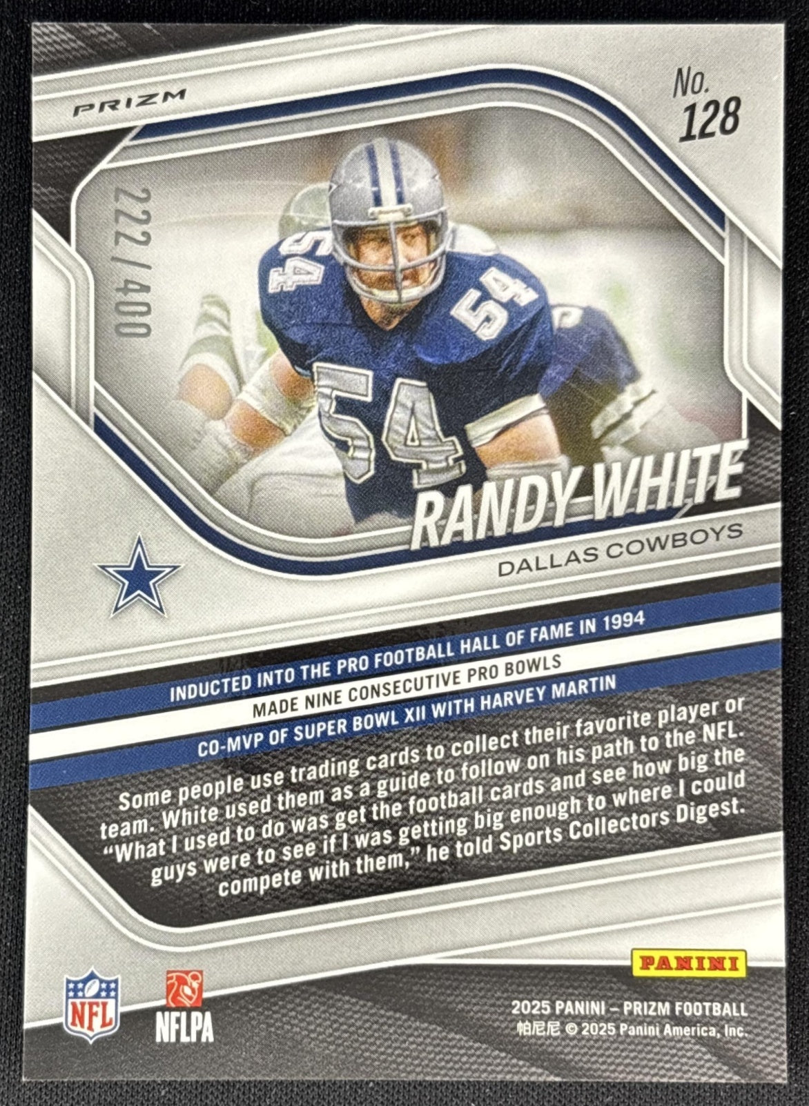 Randy White 2025 Panini Prizm Pandora /400 Cowboys back