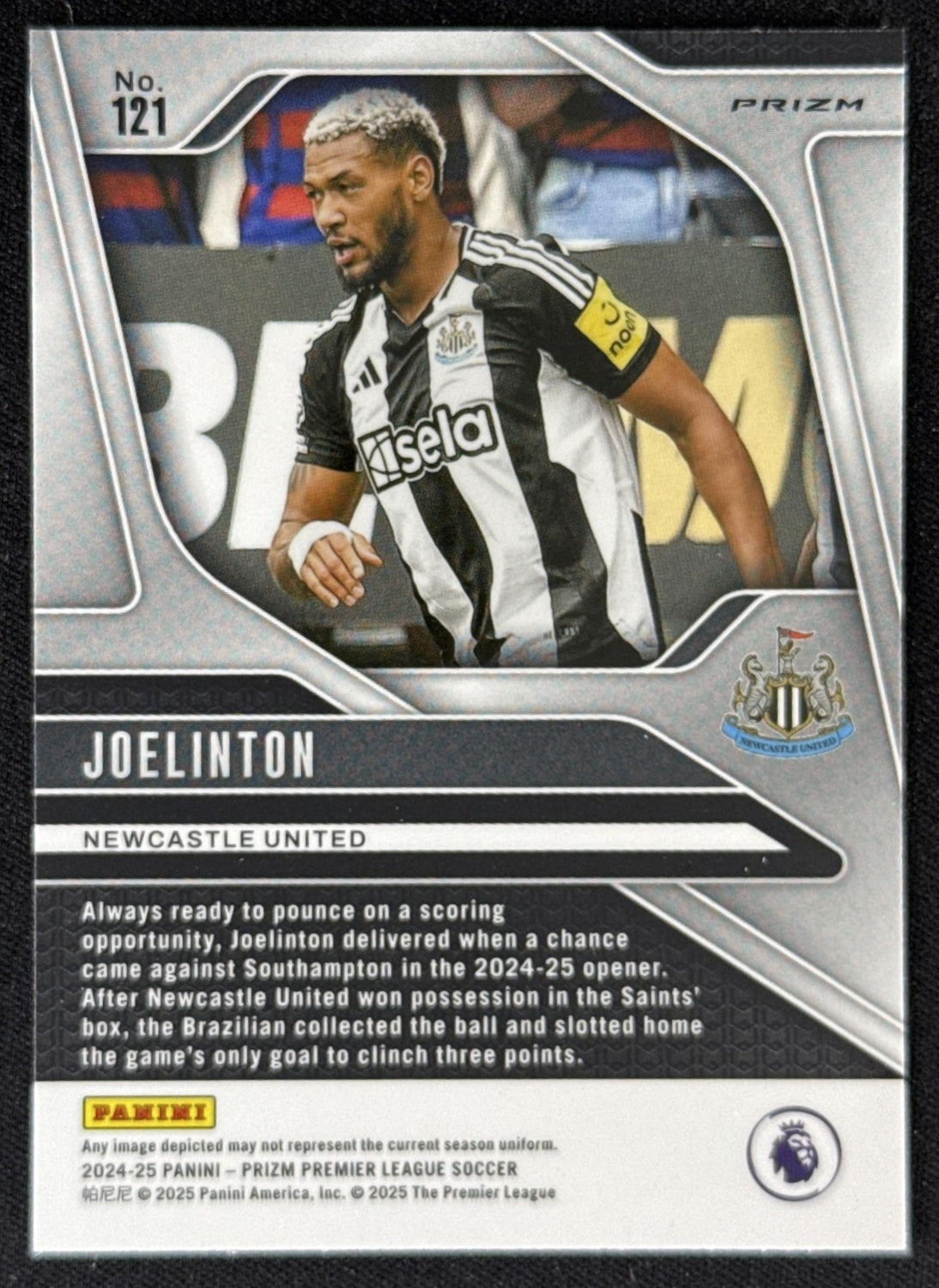 Joelinton 2024 Panini Prizm Premier League Pink Mosaic Prizm Newcastle Sports Trading Card