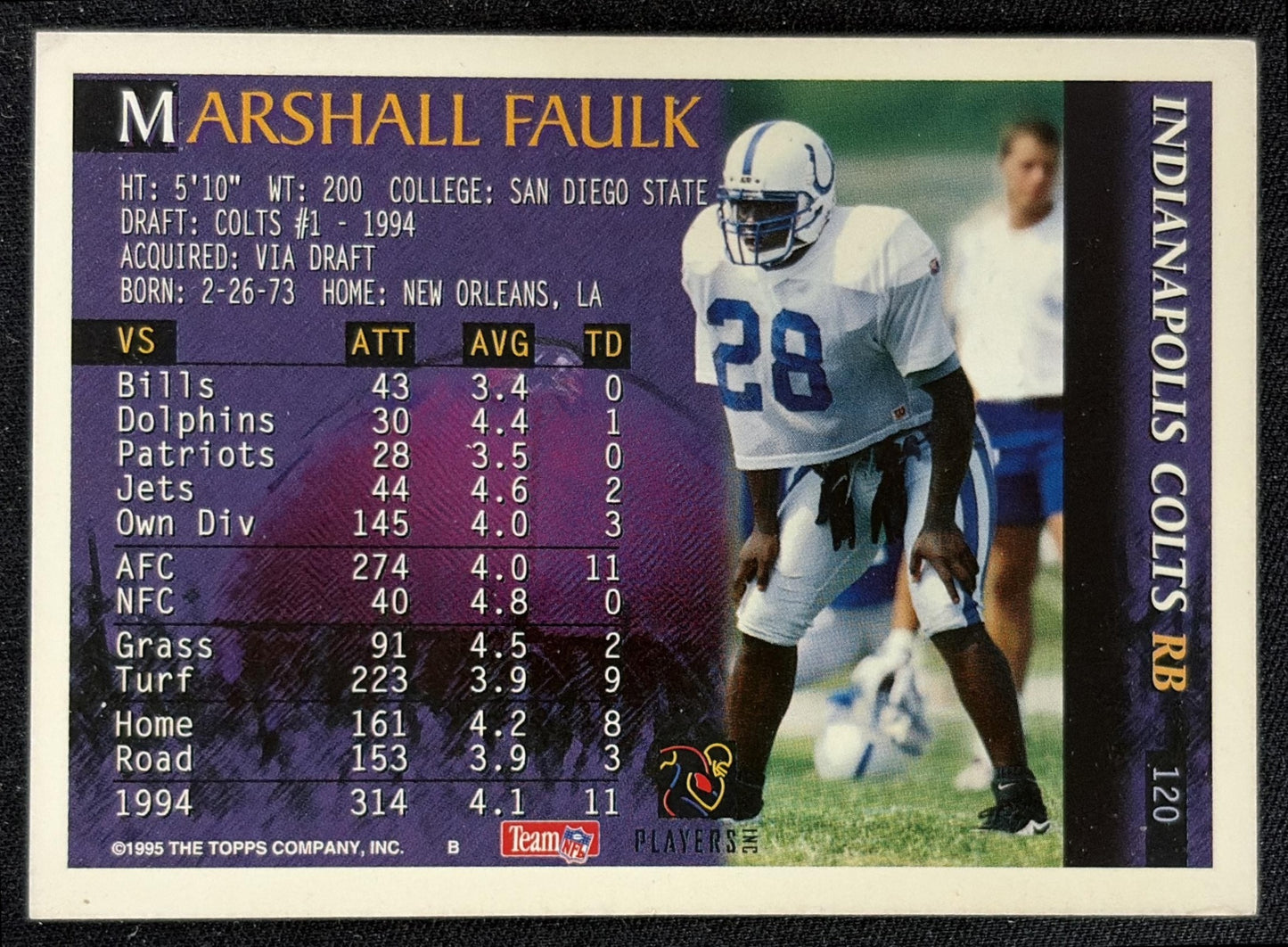 Marshall Faulk 1995 Bowman Colts