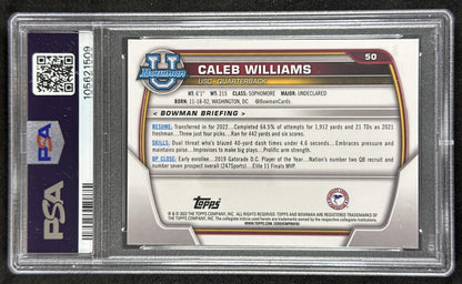 Caleb Williams 2022 Bowman University Chrome Pink Refractor PSA 10