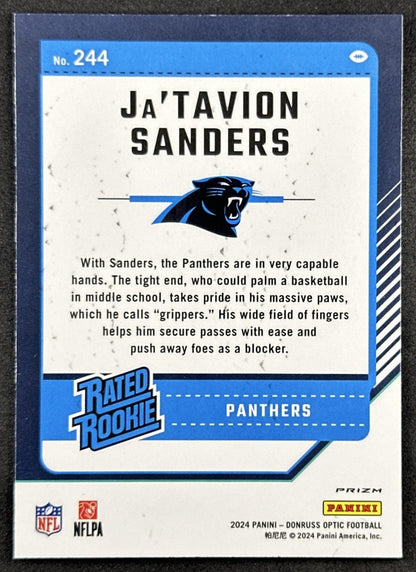 Ja'Tavion Sanders 2024 Panini Donruss Optic Purple Shock Panthers Back