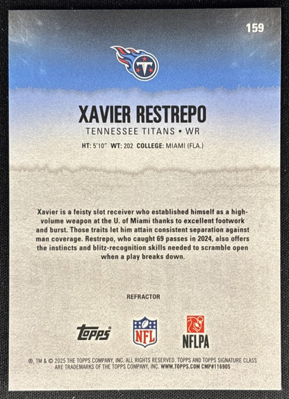 Xavier Restrepo 2025 Topps Signature Class Chrome Rookie White Refractor Titans Sports Trading Cards