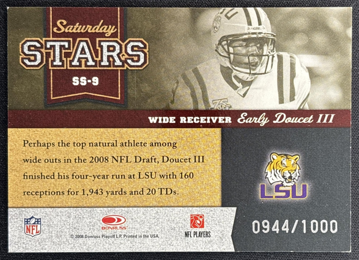 Early Doucet III 2008 Donruss Classics Saturday Stars /1000 Tigers back