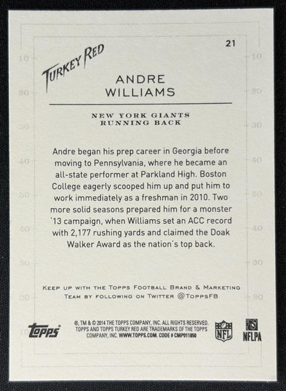 Andre Williams 2014 Topps Turkey Red Giants Sports Trading Cards