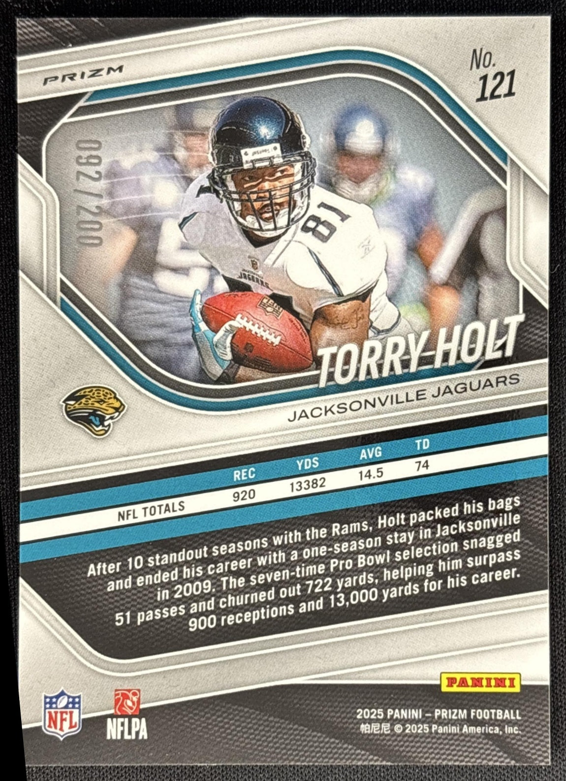 Torry Holt 2025 Panini Prizm Hyper /200 Jaguars Sports Trading Cards