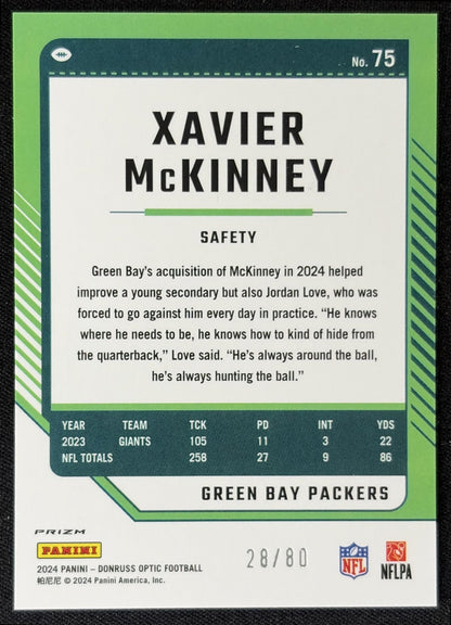 Xavier McKinney 2024 Panini Donruss Optic Pink Velocity /80 Packers