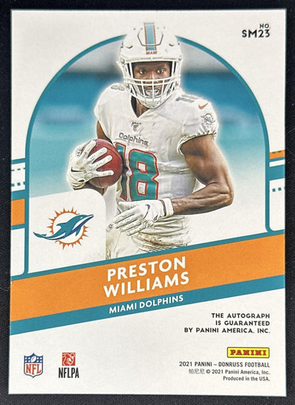 Preston Williams 2021 Panini Donruss Signature Marks Dolphins Sports Trading Cards