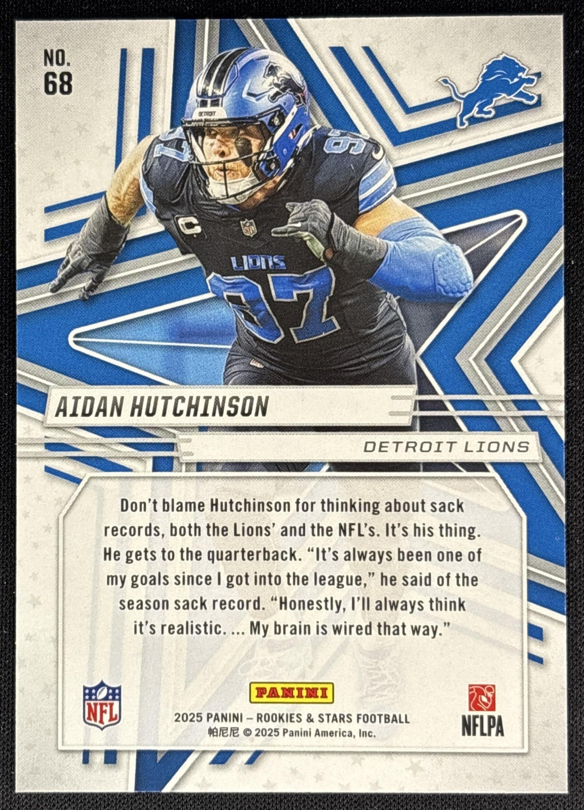Aidan Hutchinson 2025 Panini Rookies & Stars Purple /999