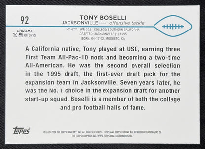 Tony Boselli 2024 Topps Chrome Purple Speckle Refractor /275 Jaguars