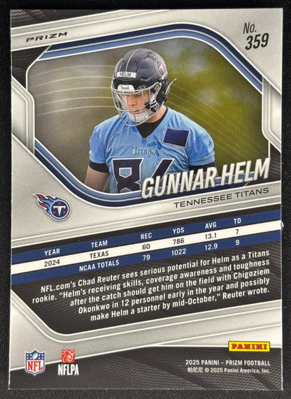 Gunnar Helm 2025 Prizm Silver Titans Sports Trading Card