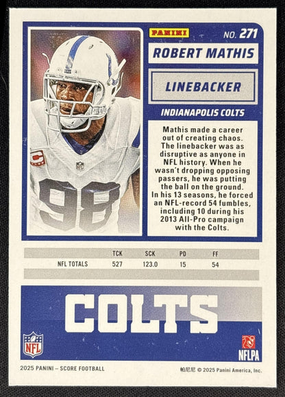 Robert Mathis 2025 Panini Score Ellipse /399 Colts back