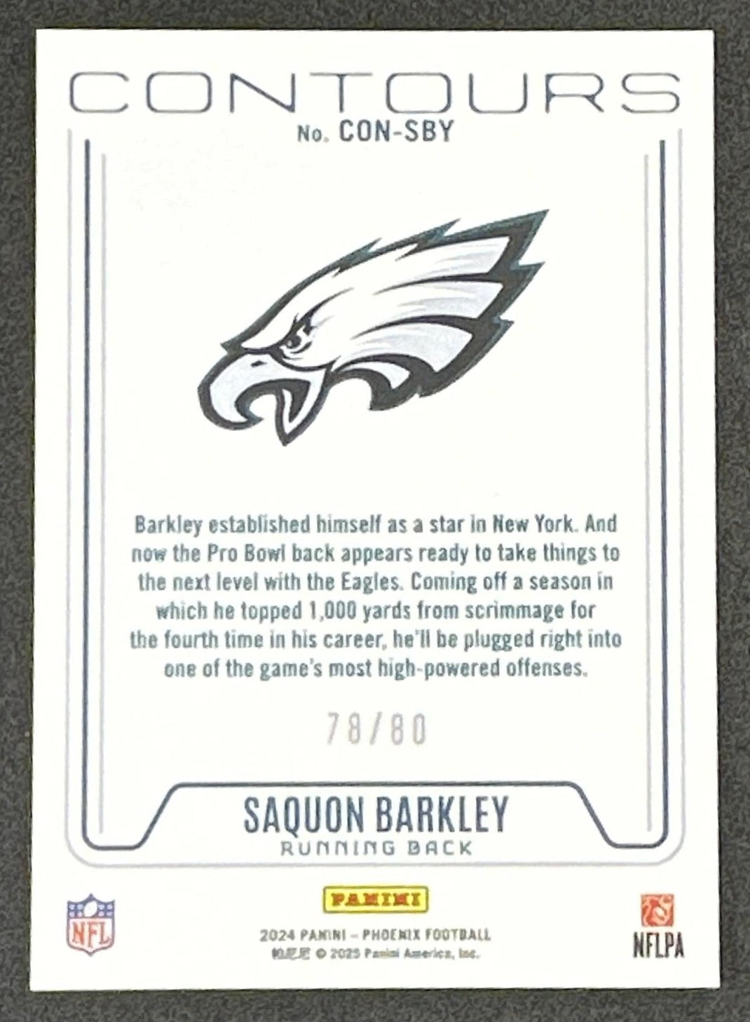 Saquon Barkley 2024 Panini Phoenix Contours Pink /80 Eagles
