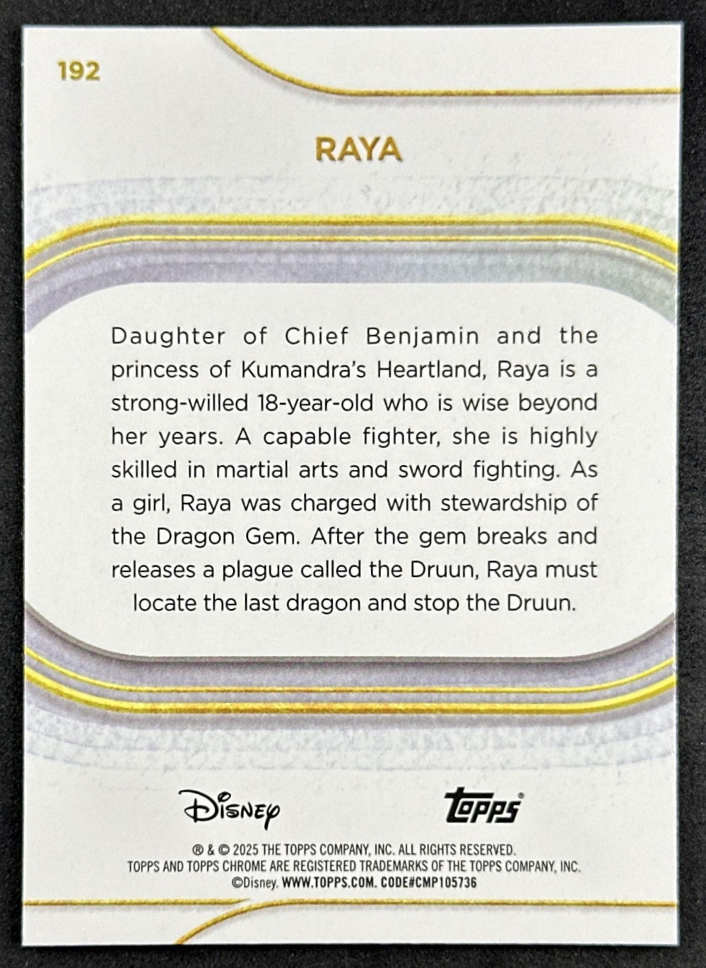 Raya 2025 Topps Chrome Disney Non-Sport Trading Cards