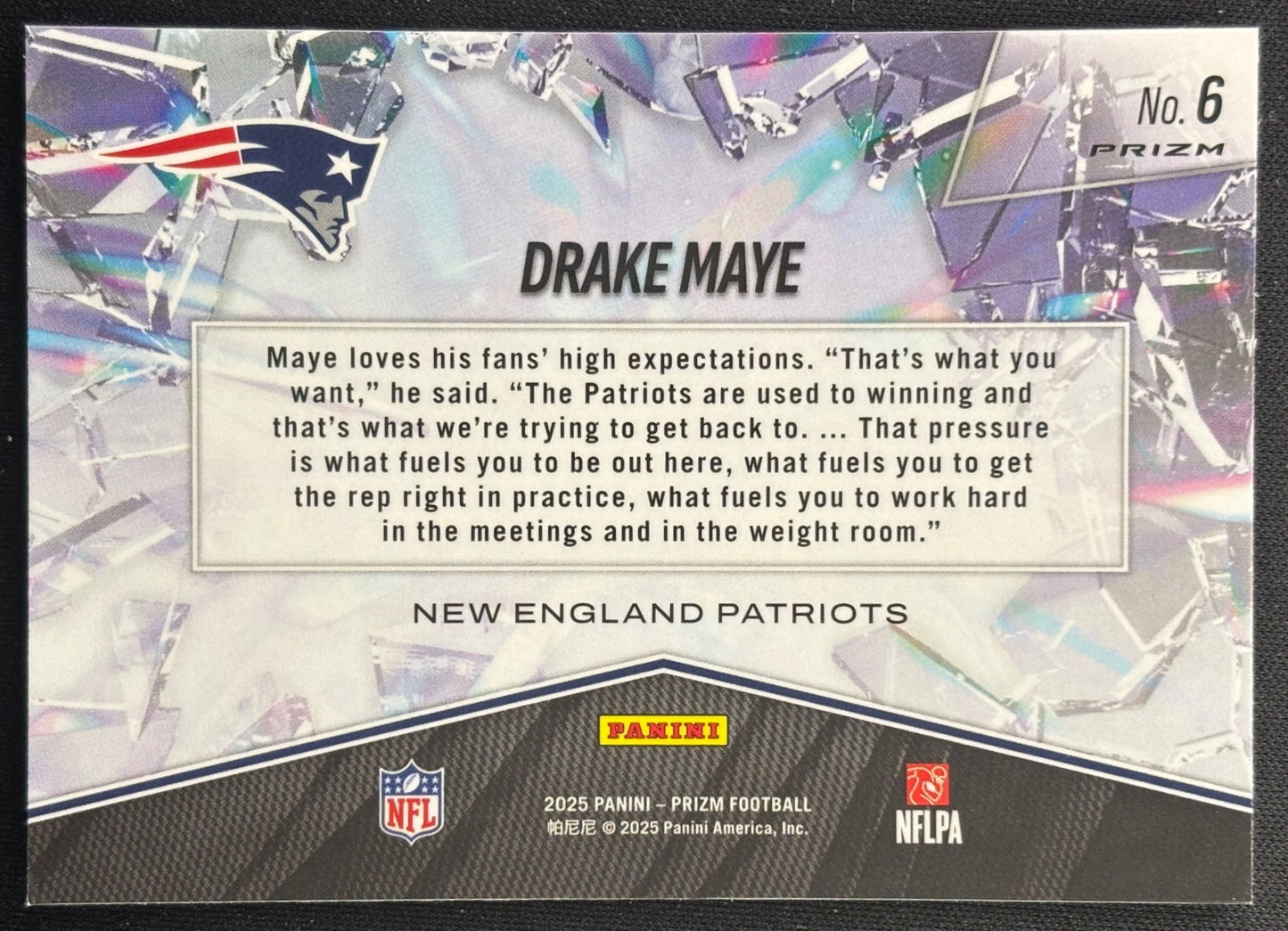 Drake Maye 2025 Prizm Break Green Patriots