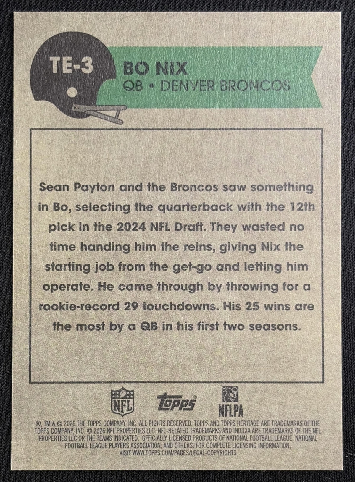 Bo Nix 2026 Topps Heritage The Expansion Broncos