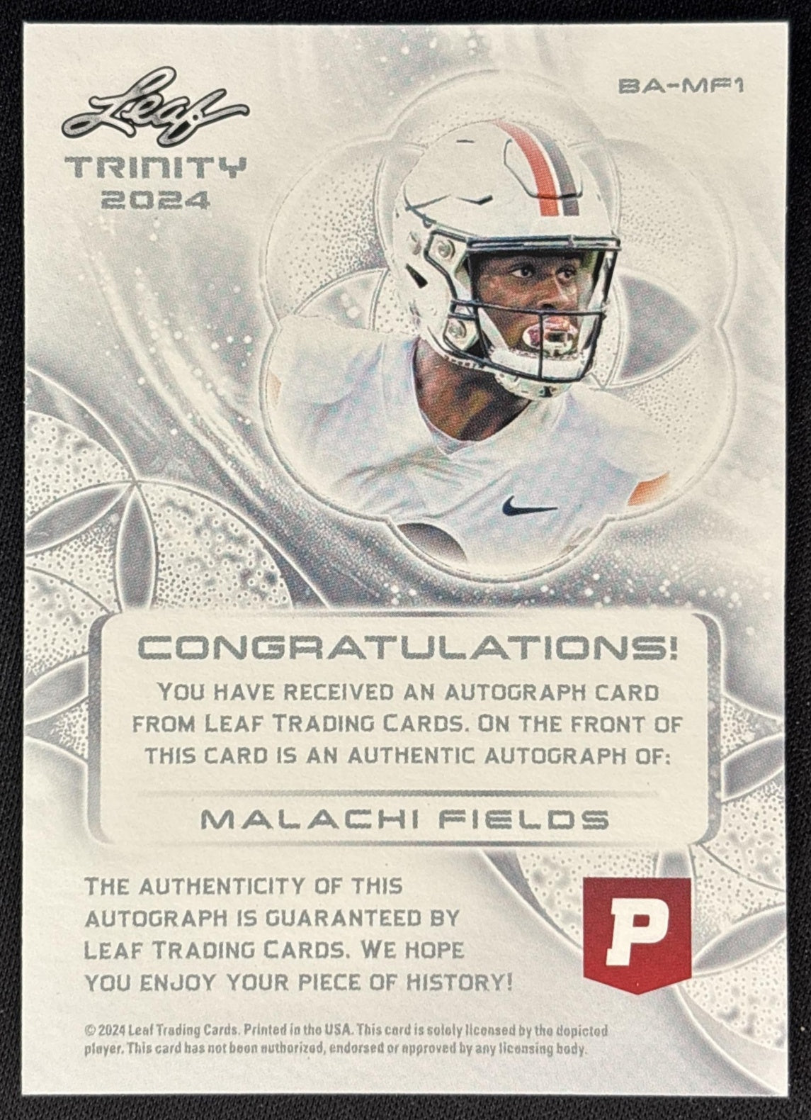 Malachi Fields 2024 Leaf Trinity Auto back