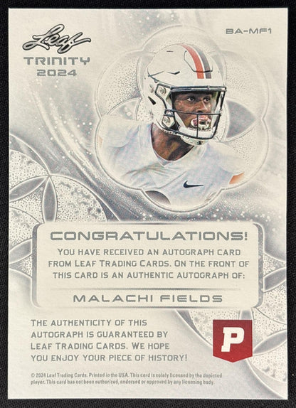 Malachi Fields 2024 Leaf Trinity Auto back
