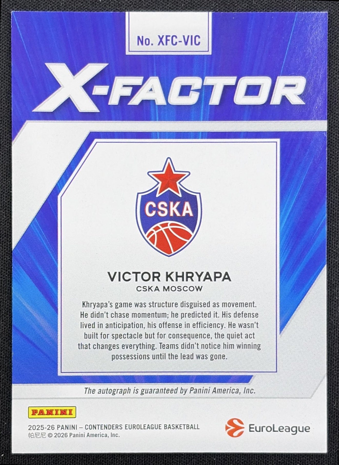 Victor Khryapa 2025 Panini Contenders EuroLeague X-Factor Auto /99