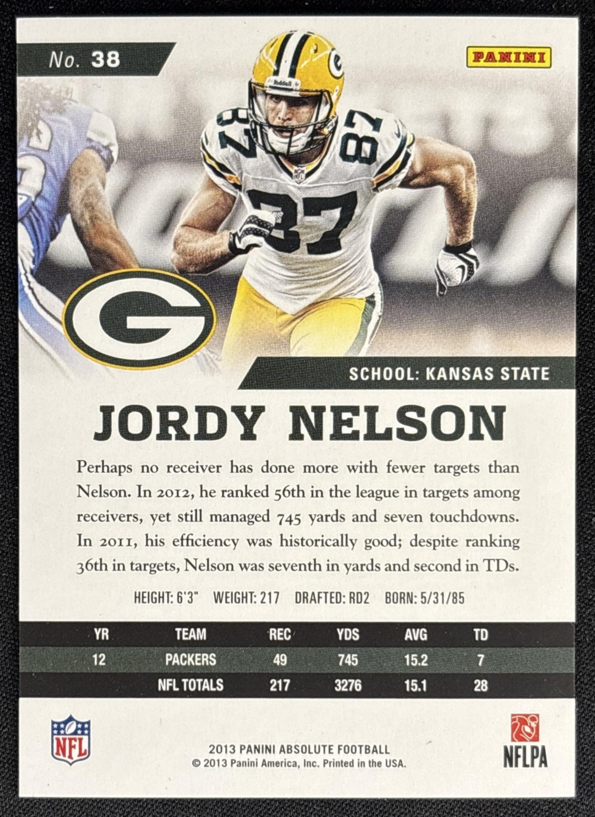 Jordy Nelson 2013 Panini Absolute Spectrum Silver /99 Packers Sports Trading Card
