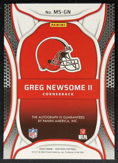 Greg Newsome II 2022 Panini Certified Mirror Signatures Red /35 Browns Sports Trading Cards