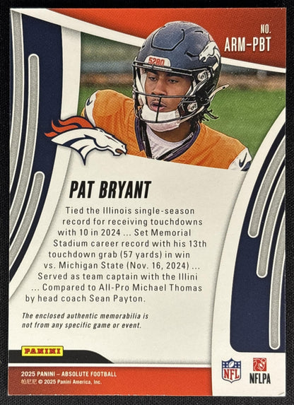 Pat Bryant 2025 Panini Absolute Rookie Materials Broncos Sports Trading Cards