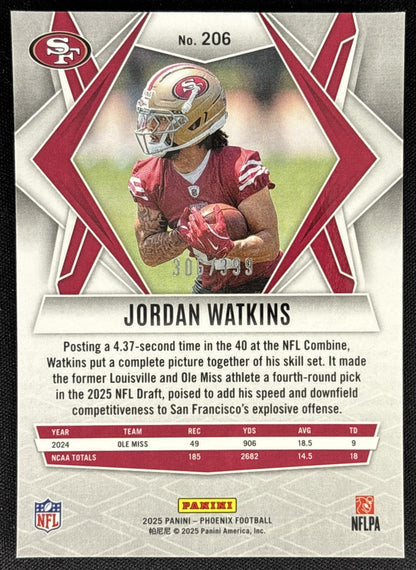 Jordan Watkins 2025 Panini Phoenix Red Winter Prizm /399 49ers