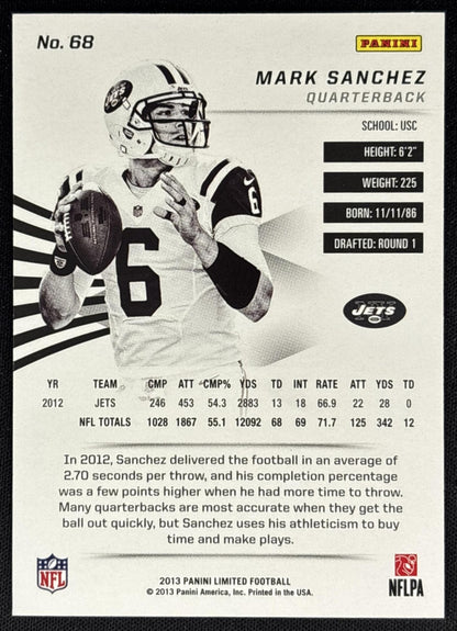 Mark Sanchez 2013 Panini Limited /399 Jets back