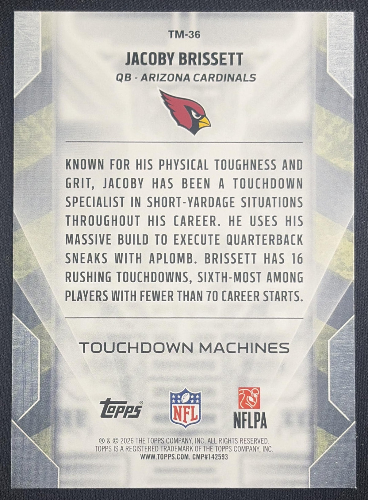 Jacoby Brissett 2026 Topps Touchdown Machines Cardinals