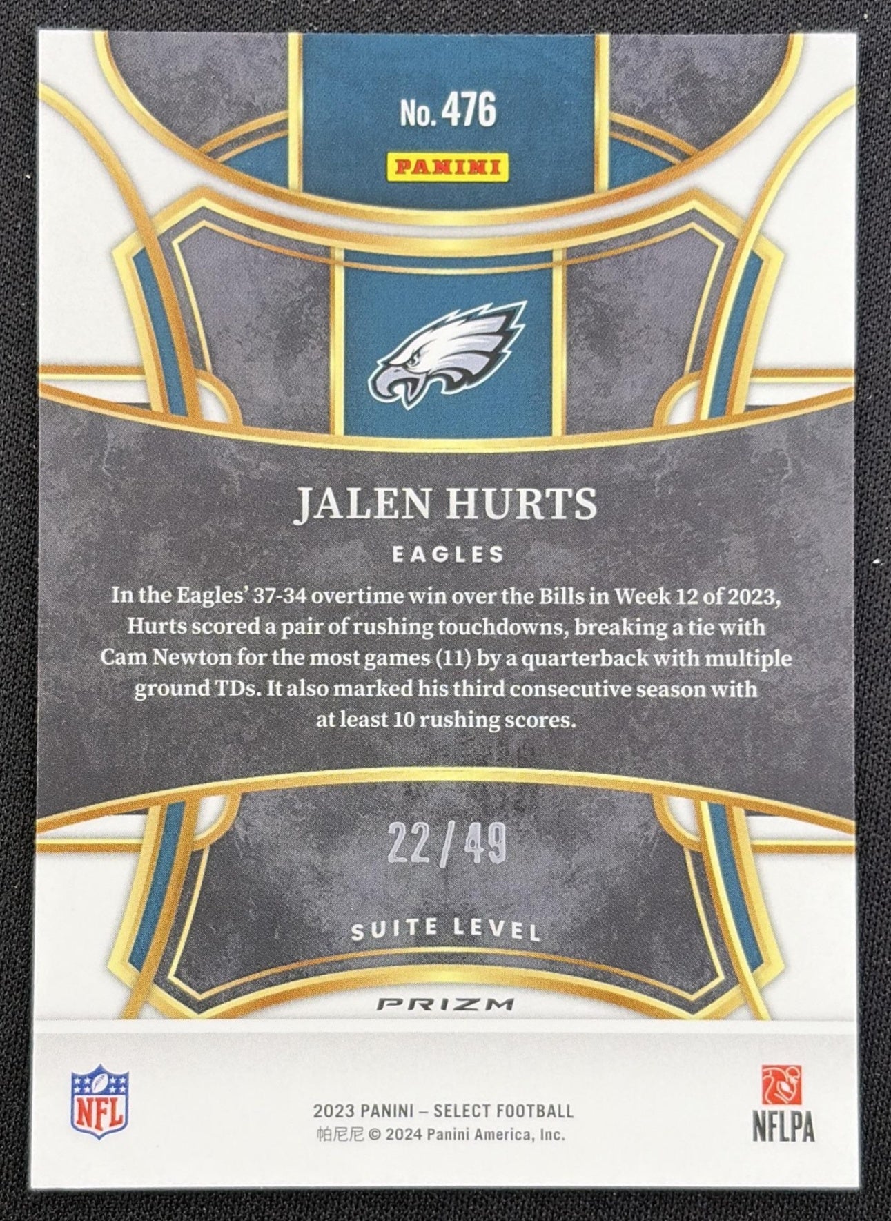 Jalen Hurts 2023 Panini Select Red Prizms /49 Eagles Philadelphia Eagles
