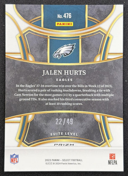 Jalen Hurts 2023 Panini Select Red Prizms /49 Eagles Philadelphia Eagles