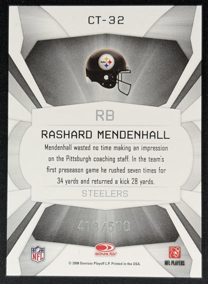 Rashard Mendenhall 2008 Rookies & Stars Cross Training Gold /500 Steelers