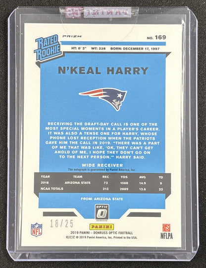 N Keal Harry 2019 Panini Donruss Optic Rated Rookie Auto Black Pandora /25 Patriots