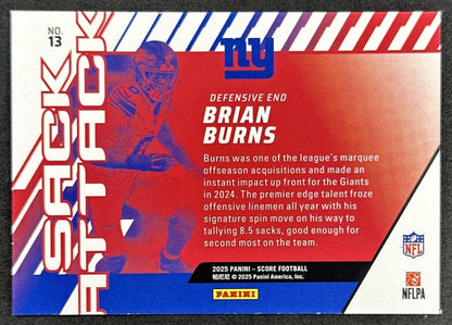 Brian Burns 2025 Panini Score Sack Attack Giants