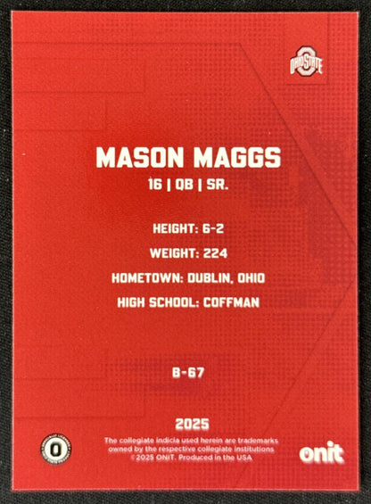 Mason Maggs 2025 ONIT Athlete Ohio State Buckeyes Sports Trading Card