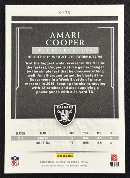 Amari Cooper 2016 Panini National Treasures /99 Raiders