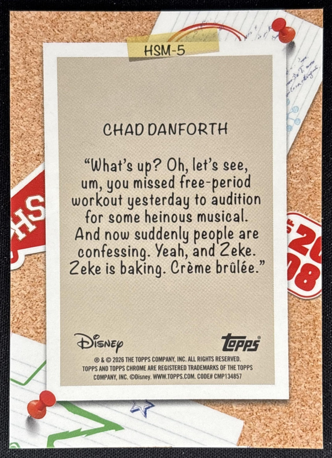 Chad Danforth 2026 Topps Chrome Disney High School Musical 20th Anniversary back