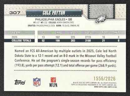 Cole Payton 2026 Topps Gold /2026 Eagles