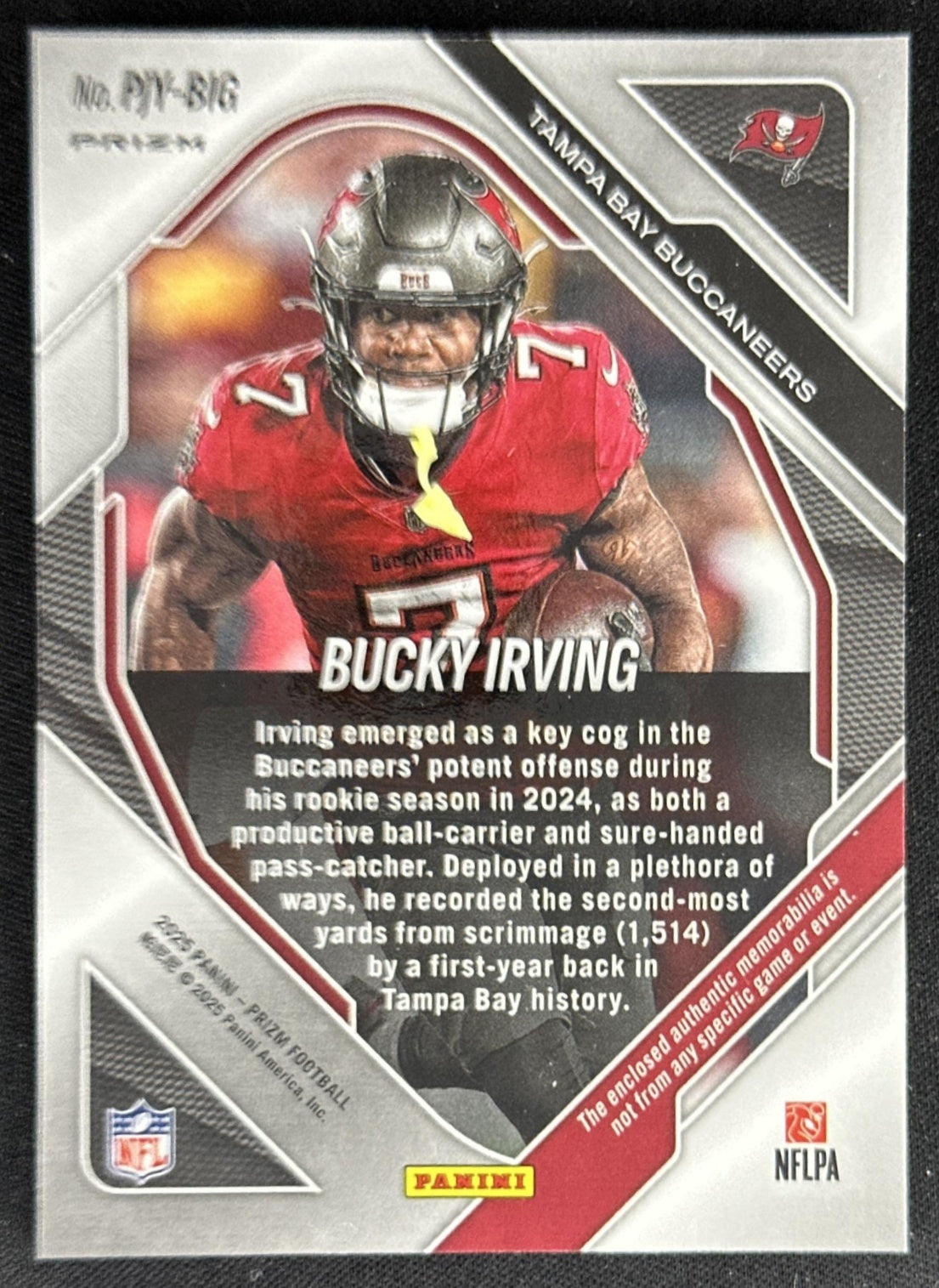 Bucky Irving 2025 Panini Prizm Premier Jerseys Green Pulsar Buccaneers