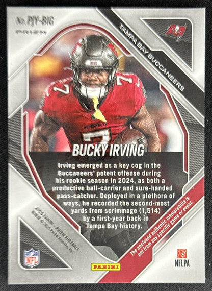 Bucky Irving 2025 Panini Prizm Premier Jerseys Green Pulsar Buccaneers