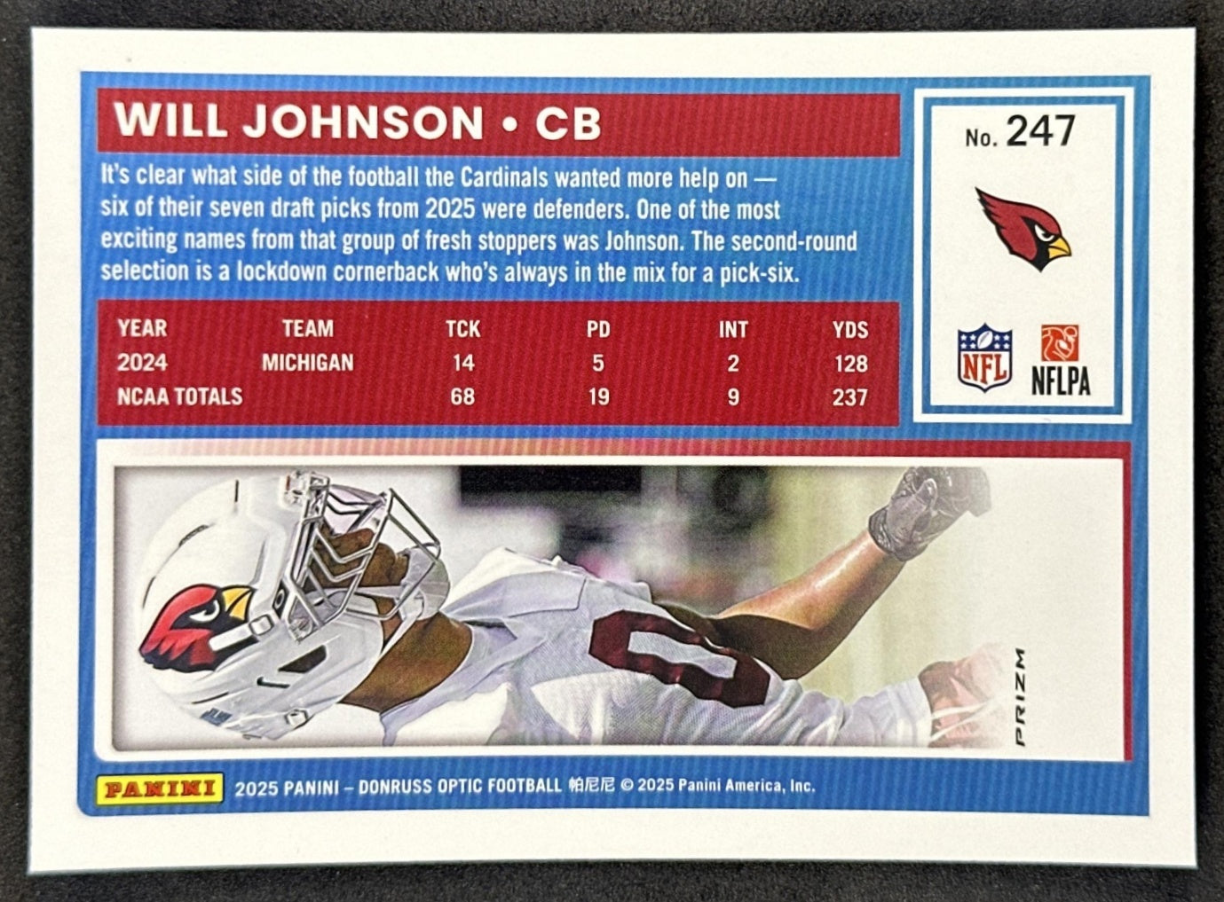 Will Johnson 2025 Panini Donruss Optic Rated Rookie Stars Prizm Cardinals Sports Trading Cards
