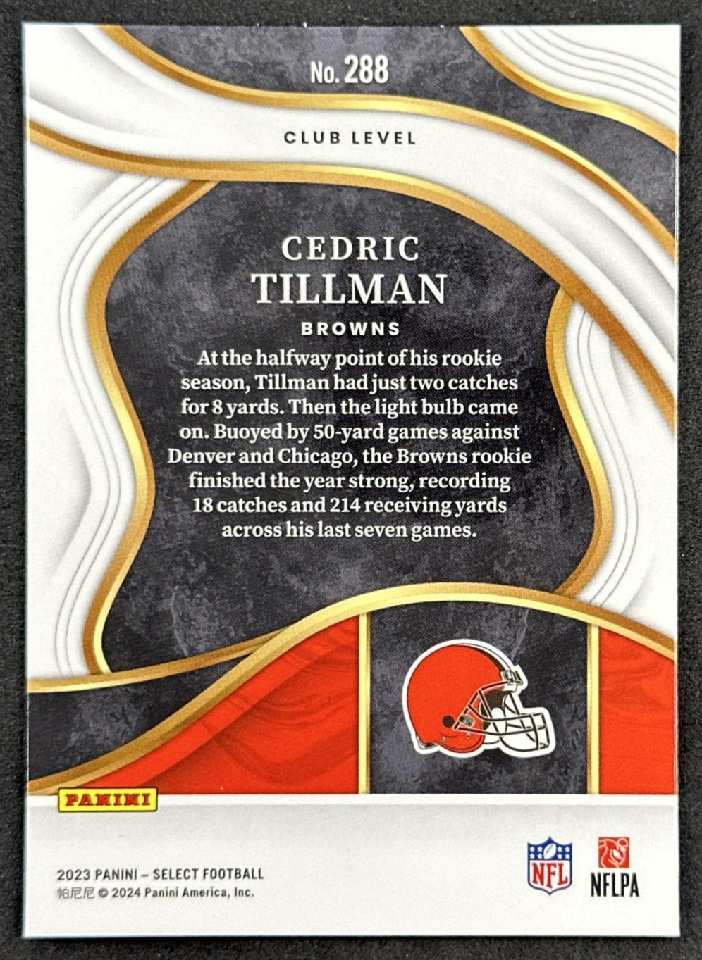 Cedric Tillman 2024 Panini Select Concourse Browns back sports trading card